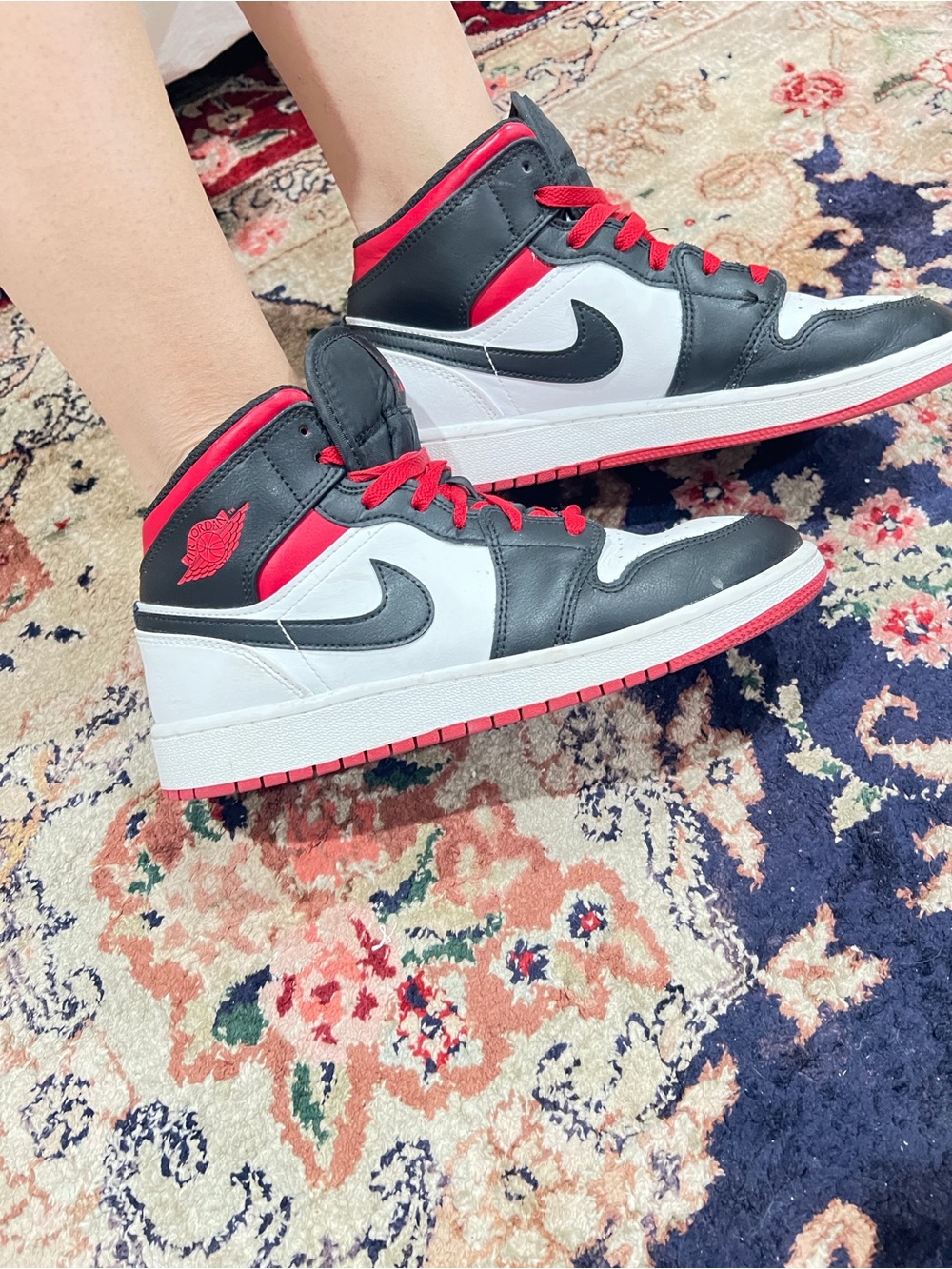 Jordan High-Top Sneakers in Black, White & Red. + A LITTLE GIFT 🎁 - Picture 7 of 9